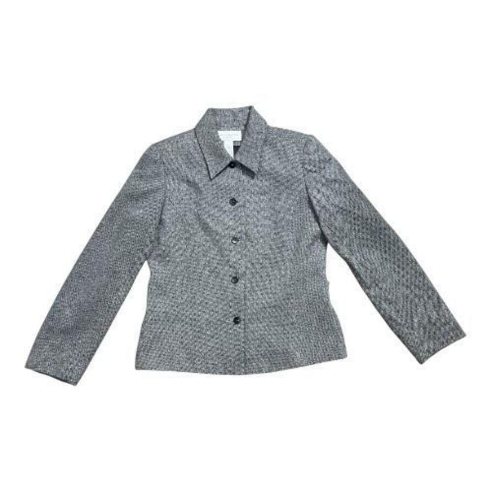 Liz Claiborne Women Grey Tweed Wool Blend Pant Suit Set Size 8 Lined Office - Picture 2 of 14